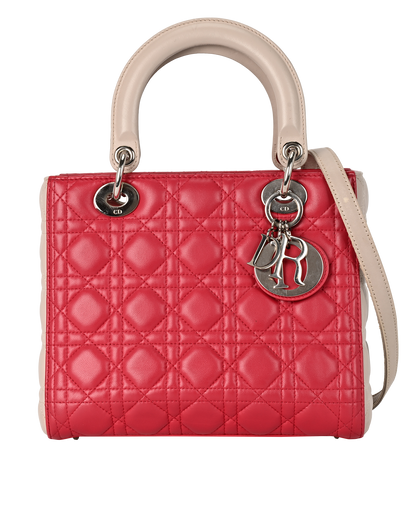 Medium Lady Dior, &pound;1,800, Handbags, Grey/Pink, Leather, Front view